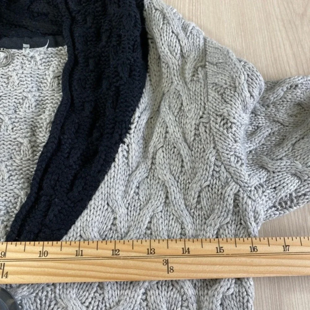 Boho Whimsigoth Cable Knit‎ Cardigan Women S Grey Black Colorblock - Picture 6 of 10